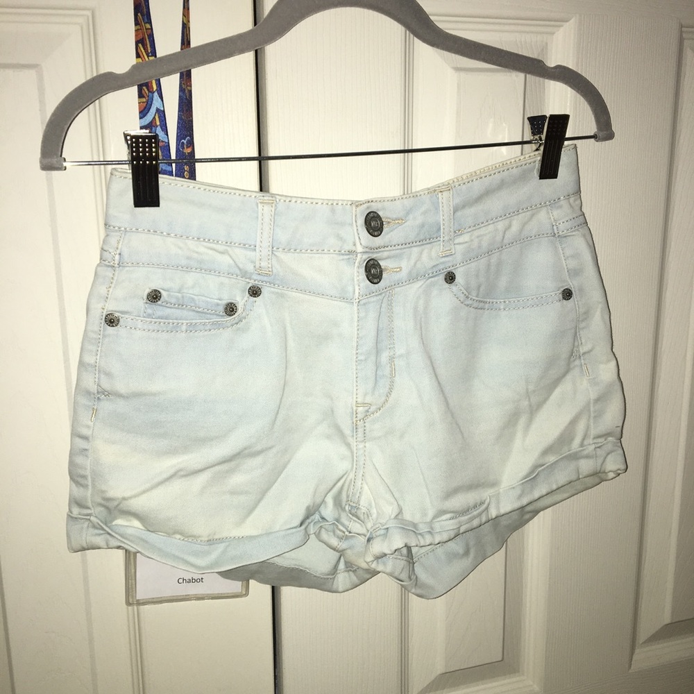 Light wash denim shorts